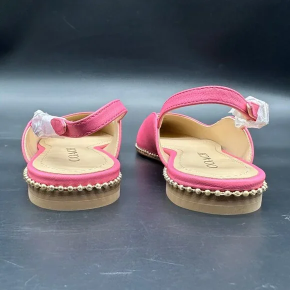 Coach Womens Petunia Pink Vae Leather Skimmer Flats Box Pointed Toe Size 6.5 - Picture 3 of 13